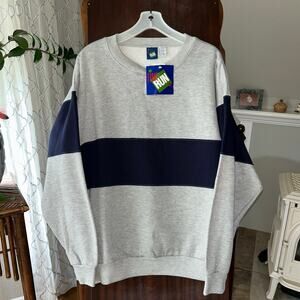 NWT vintage first run crewneck gray blue color block sweatshirt XXL 90’s